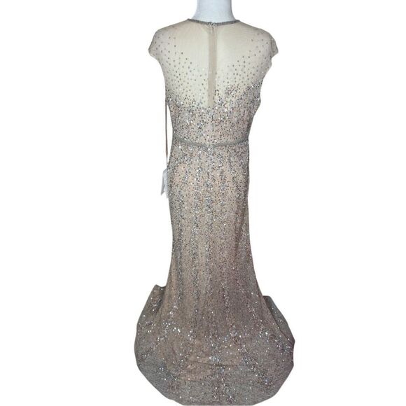 NWT MAC DUGGAL Embellished Illusion High Neck Cap Sleeve Gown 5619 size 10 - Picture 14 of 15